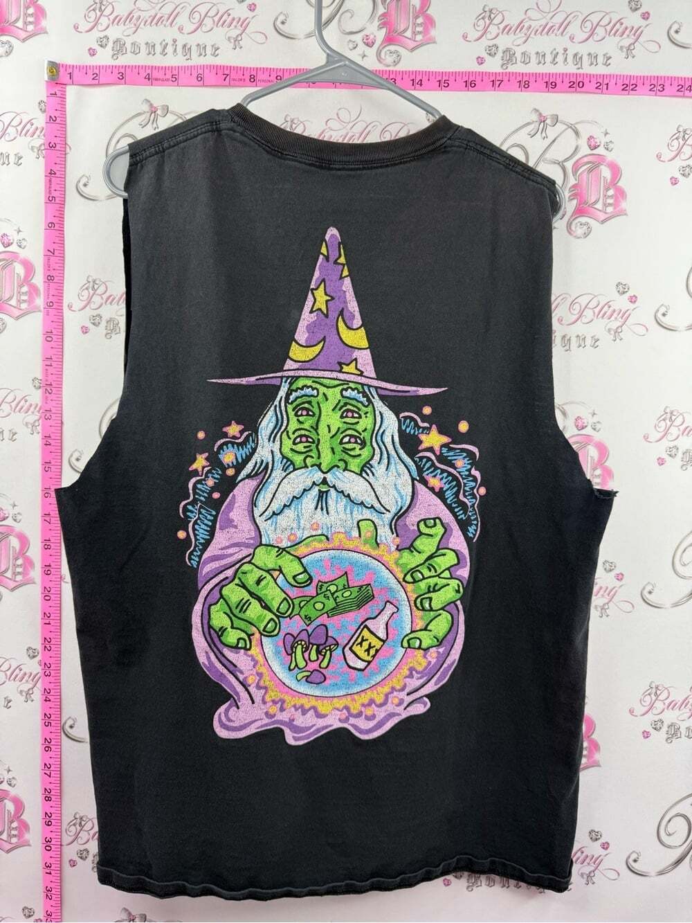 ALAB tank top cut off sleeves Black Graphic Muscle Tee with Colorful Patch - Picture 1 of 12
